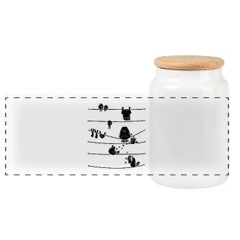 Vögel gestreiften Birdie Illustration Geschenk - Panorama Keksdose mit Holzdeckel - Weiß - Vorne