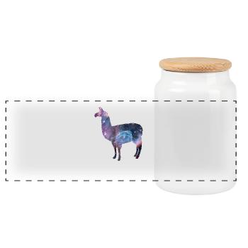 galaxie univers llama - Boîte à biscuits avec couvercle en bois - blanc - Devant