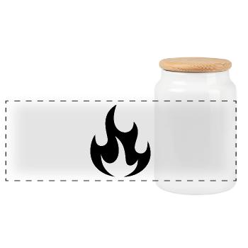 Fire - Panoramic Cookie Jar with Wooden Lid - white - Front
