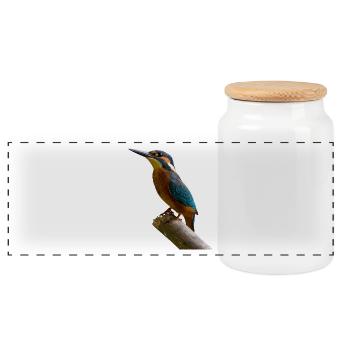 bird kingfisher woodpecker specht eisvogel - Panorama Keksdose mit Holzdeckel - Weiß - Vorne