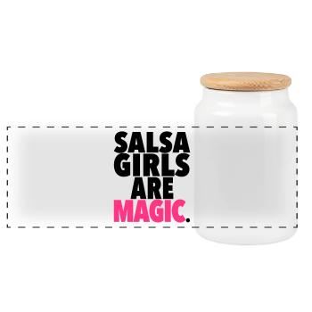 SALSA GIRLS ARE MAGIC - Salsa Dance Fashion - Panorama Keksdose mit Holzdeckel - Weiß - Vorne