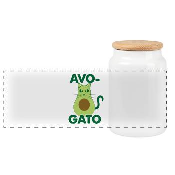 Avogato Vegan Cat - Panorama Keksdose mit Holzdeckel - Weiß - Vorne