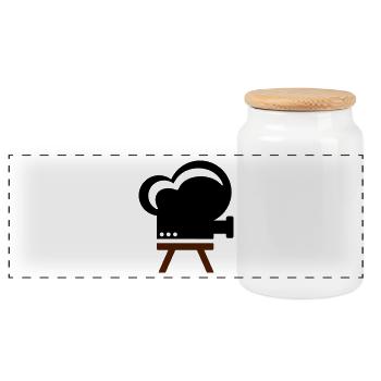 film de caméra - Boîte à biscuits avec couvercle en bois - blanc - Devant