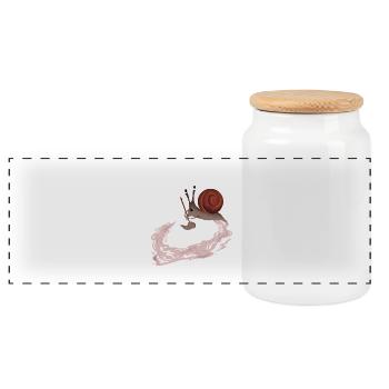 Silly snail gift - Panoramic Cookie Jar with Wooden Lid - white - Front
