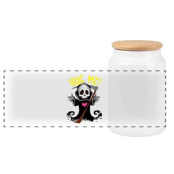 Sensenmann with heart Gothic Death Heavy Metal Pink - Panoramic Cookie Jar with Wooden Lid - white - Front