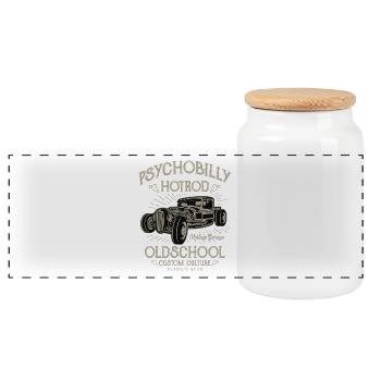 Psychobilly Hotrod - Panorama Keksdose mit Holzdeckel - Weiß - Vorne