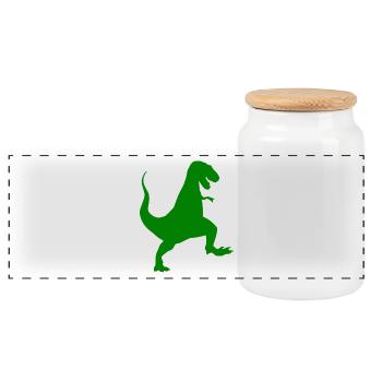 Dinosaurier: T REX - Panorama Keksdose mit Holzdeckel - Weiß - Vorne