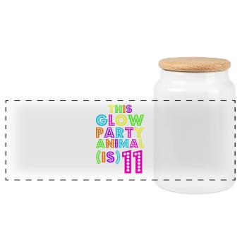 Glow Party Animal11 - Panoramic Cookie Jar with Wooden Lid - white - Front