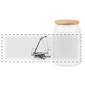 paddle boat sail boat rowing boat sailboat51 - Panoramic Cookie Jar with Wooden Lid - white - Front