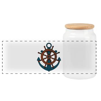 paddle boat sail boat rowing boat sailboat67 - Panoramic Cookie Jar with Wooden Lid - white - Front