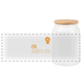Respect Existence or Expect Resistance Shirt - Panoramic Cookie Jar with Wooden Lid - white - Front