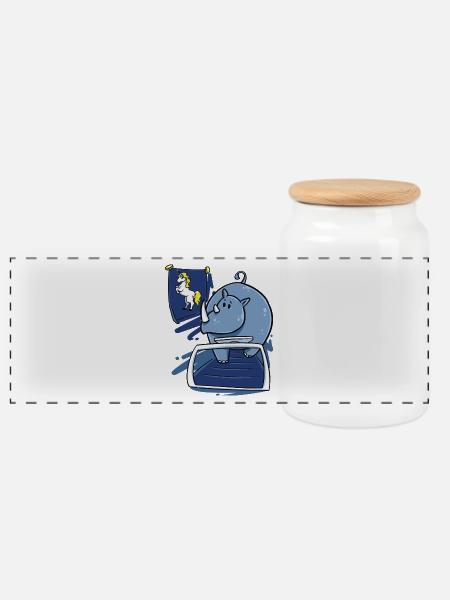 Rhino Nashorn Einhorn lustig Weihnachten Geschenk - Panorama Keksdose mit Holzdeckel - Weiß