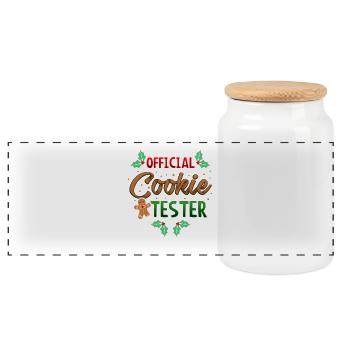 Offizieller Cookie Tester Weihnachten Geschenk - Panorama Keksdose mit Holzdeckel - Weiß - Vorne