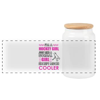 Je suis une fille de hockey jouant comme une fille normale - Boîte à biscuits avec couvercle en bois - blanc - Devant