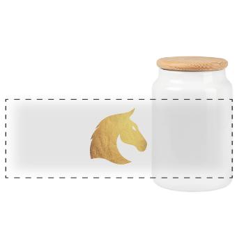 Golden Horse - Panoramic Cookie Jar with Wooden Lid - white - Front