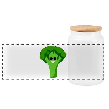 broccoli brokkoli veggie gemuese vegetables11 - Panorama Keksdose mit Holzdeckel - Weiß - Vorne