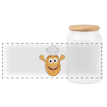 potatoes potato halloween vegetables vegetables31 - Panoramic Cookie Jar with Wooden Lid - white - Front