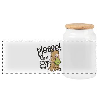 Can I keep him? - Panorama Keksdose mit Holzdeckel - Weiß - Vorne
