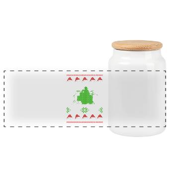 drummer ugly christmas jumper - Panorama Keksdose mit Holzdeckel - Weiß - Vorne