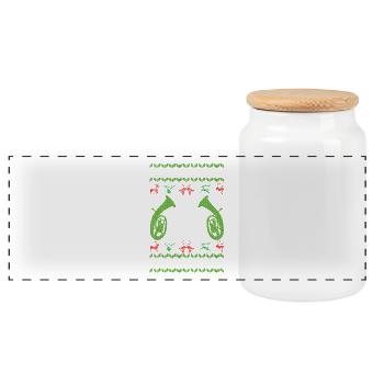 music baritone ugly christmas - Panoramic Cookie Jar with Wooden Lid - white - Front