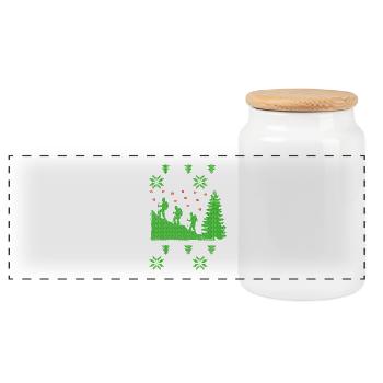 Randonnée montagnes laid de Noël Jumper - Boîte à biscuits avec couvercle en bois - blanc - Devant