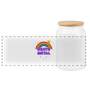Death Metal Rainbow - Sarcastique Métal Souriant Soleil - Boîte à biscuits avec couvercle en bois - blanc - Devant
