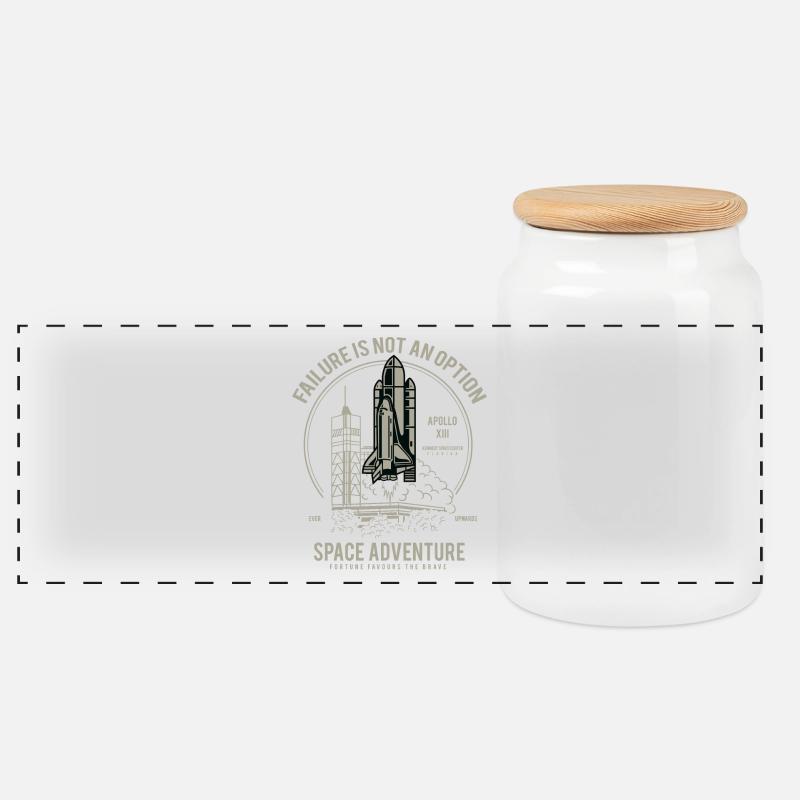 SPACE ADVENTURE - Space Shuttle Shirt Geschenk - Panorama Keksdose mit Holzdeckel - Weiß
