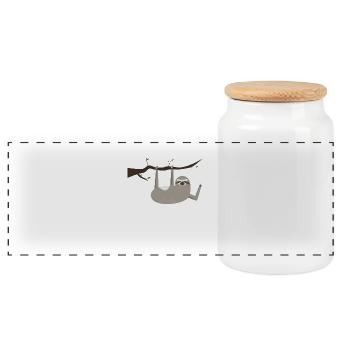 Faultier Slow Down Abhängen Chillen Design - Panorama Keksdose mit Holzdeckel - Weiß - Vorne