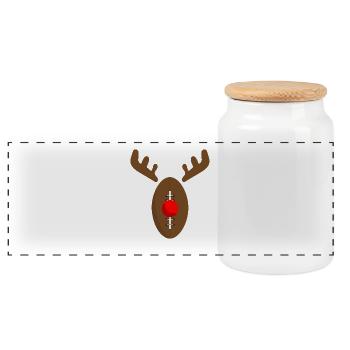 Reindeer Football Christmas - Reindeer Football - Panoramic Cookie Jar with Wooden Lid - white - Front