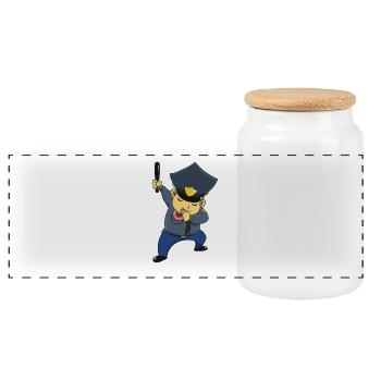 Dabbing dab cop funny gift funny - Panoramic Cookie Jar with Wooden Lid - white - Front