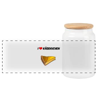 I Liebe Käsekuchen Gebäck Süßigkeiten Plunder - Panorama Keksdose mit Holzdeckel - Weiß - Vorne