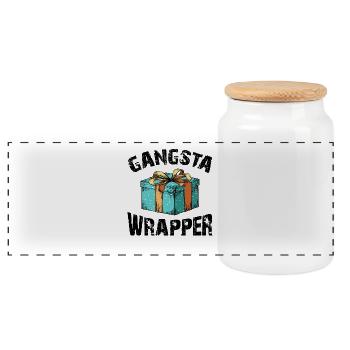 Gangsta Wrapper - Weihnachten - Einpacker - Panorama Keksdose mit Holzdeckel - Weiß - Vorne
