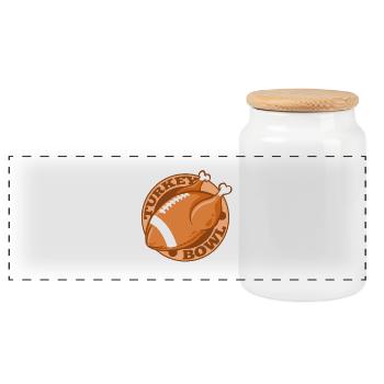 Bol de la Turquie Football américain Thanksgiving - Boîte à biscuits avec couvercle en bois - blanc - Devant