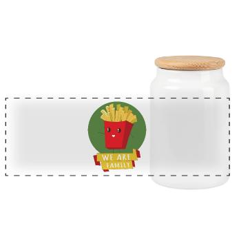 POMMES - WE ARE FAMILY - Panorama Keksdose mit Holzdeckel - Weiß - Vorne
