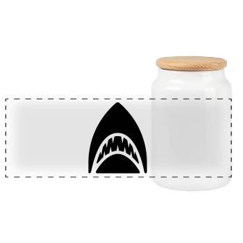 shark - Panoramic Cookie Jar with Wooden Lid - white - Front