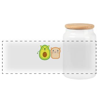 Avocado & Toast Funny T Shirt - Panoramic Cookie Jar with Wooden Lid - white - Front