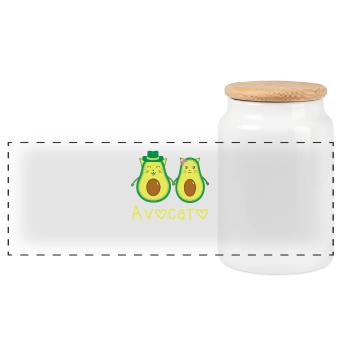 Avogato Avocado Katzenhemd - Panorama Keksdose mit Holzdeckel - Weiß - Vorne