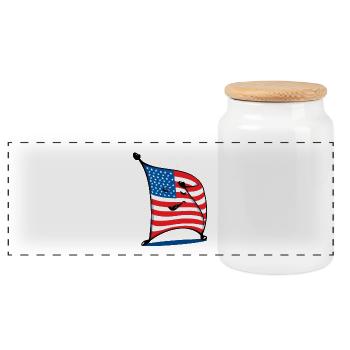 Dabbing USA Flagge lustig witzig Geschenk Patriot - Panorama Keksdose mit Holzdeckel - Weiß - Vorne