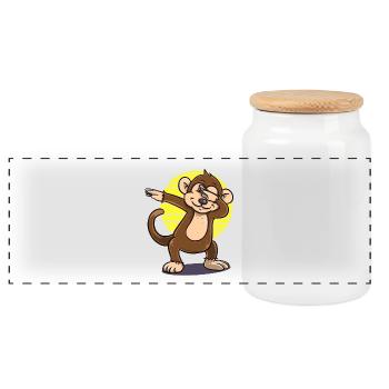 Dabbing dab Affe lustig Geschenk Gruselig Geburt - Panorama Keksdose mit Holzdeckel - Weiß - Vorne
