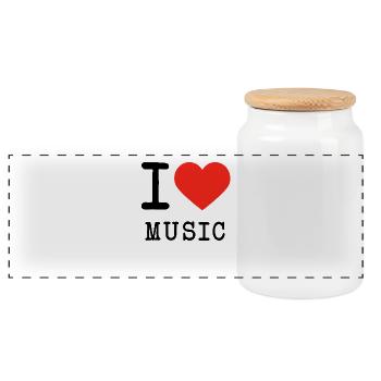 J'aime la musique - Boîte à biscuits avec couvercle en bois - blanc - Devant