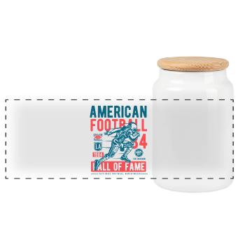 American Football Ballsport College Touchdown USA - Panorama Keksdose mit Holzdeckel - Weiß - Vorne