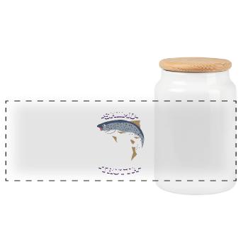 Latin Pêcheur de pêche à la truite - Boîte à biscuits avec couvercle en bois - blanc - Devant