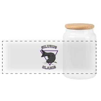 Latin Wels Pêcher cadeau - Boîte à biscuits avec couvercle en bois - blanc - Devant