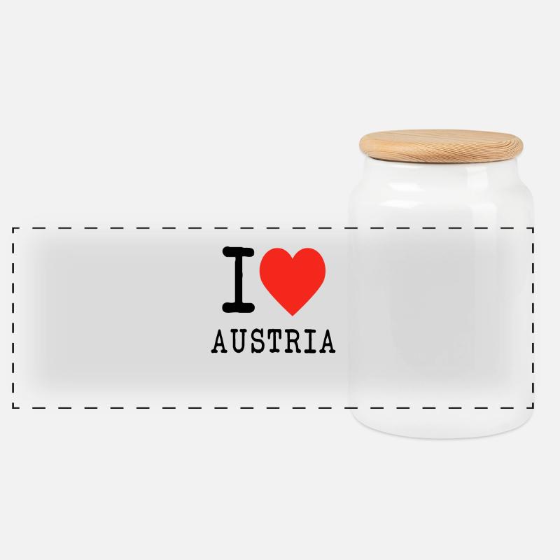 I love austria - Panorama Keksdose mit Holzdeckel - Weiß