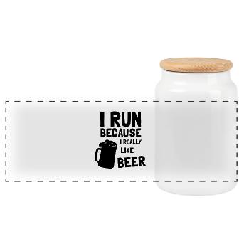 Je cours parce que j'aime vraiment la séance d'entraînement de chemise de bière - Boîte à biscuits avec couvercle en bois - blanc - Devant