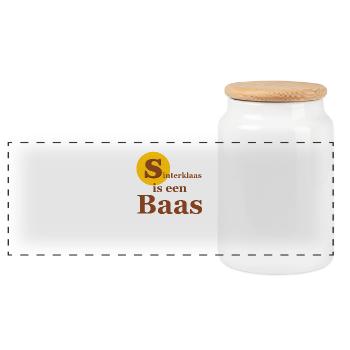 Sinterklaas est een Baas néerlandais Pays-Bas Enfants - Boîte à biscuits avec couvercle en bois - blanc - Devant