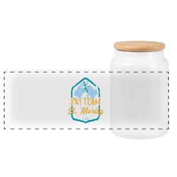 Ski Team St. Moritz Ski Team Gift - Panoramic Cookie Jar with Wooden Lid - white - Front