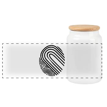 minimalistisch designter Fingerabdruck Geschenk - Panorama Keksdose mit Holzdeckel - Weiß - Vorne