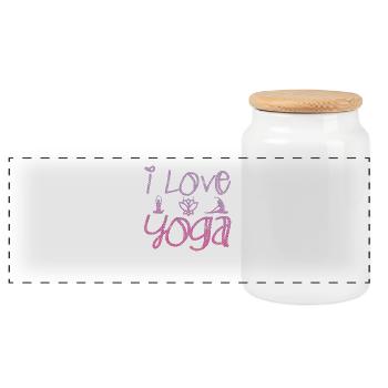 J’aime yoga cadeau Namaste Shanti coeur Joga - Boîte à biscuits avec couvercle en bois - blanc - Devant