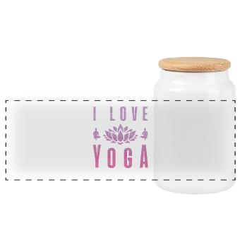 J’aime yoga cadeau Namaste Shanti coeur Joga - Boîte à biscuits avec couvercle en bois - blanc - Devant